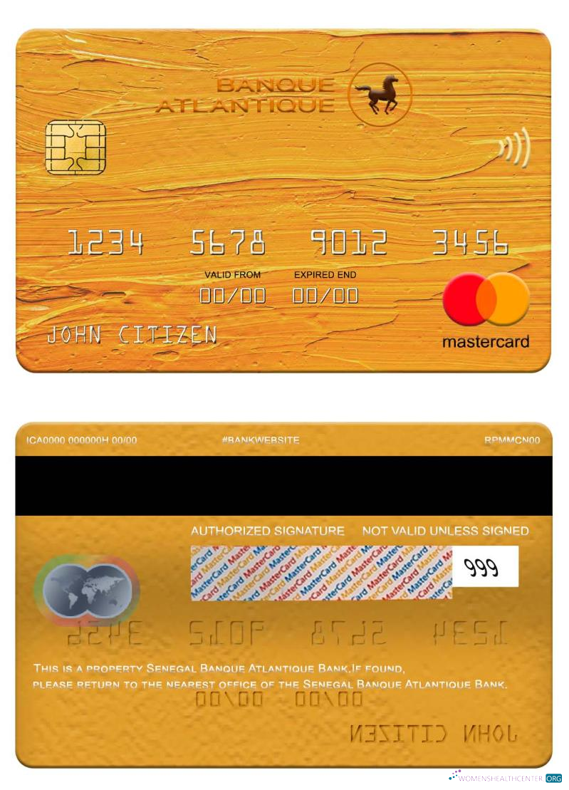 Download Senegal Banque Atlantique Bank mastercard Photoshop template